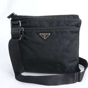 Prada Tessuto Nylon Triangle Logo Leather Shoulder Bag, Crossbody Messenger T...